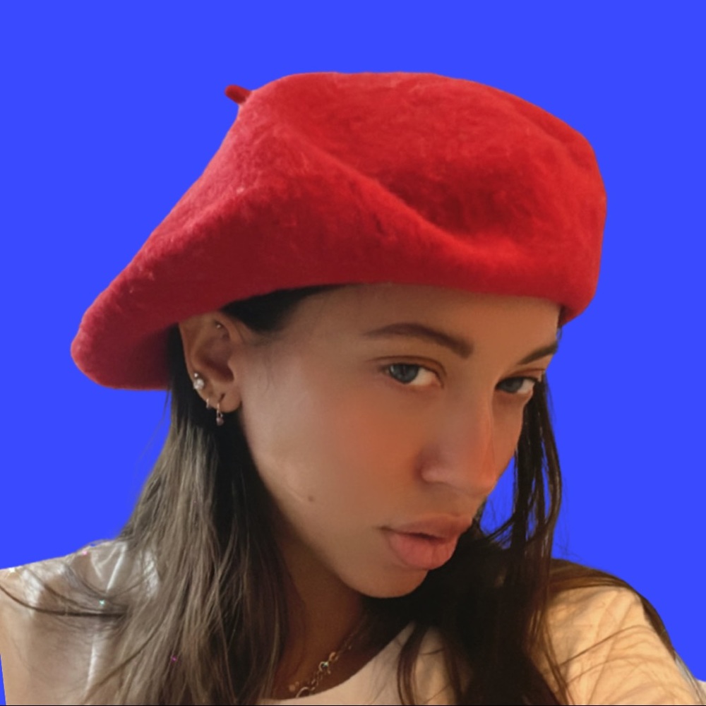 Red wool beret